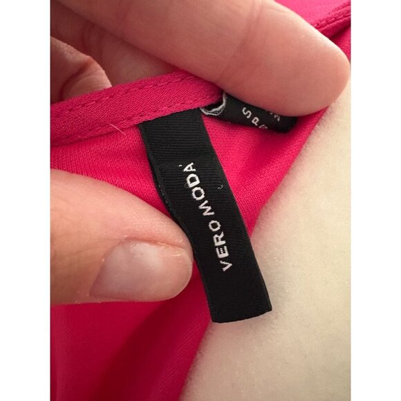 Vero Moda V-Neck True Wrap Blouse Top in Hot Pink Size Small Career - Picture 8 of 14